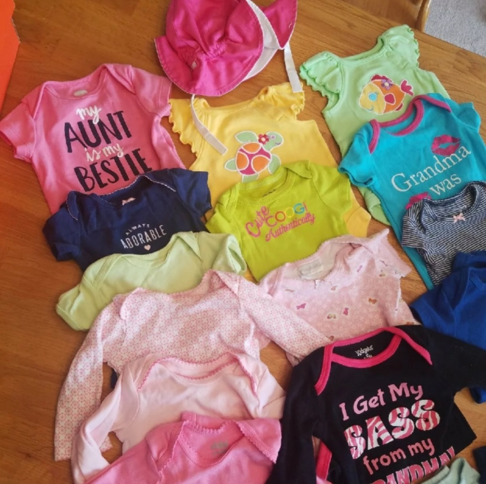 0 to 3 months baby girl onesie bundle